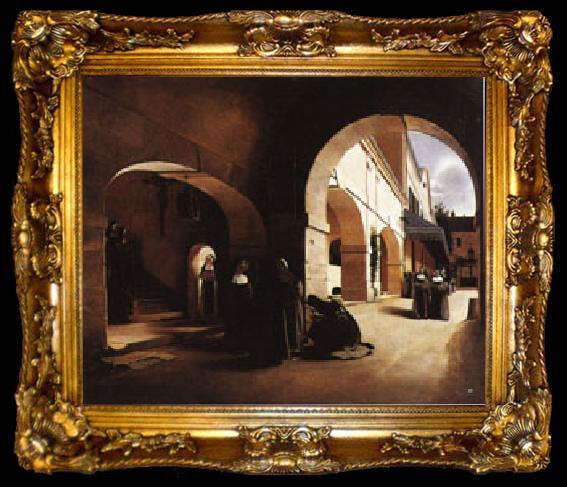 framed  Francois Bonvin The Ave Maria;Interior of a Convent at Aramont,Verberie(Oise), ta009-2